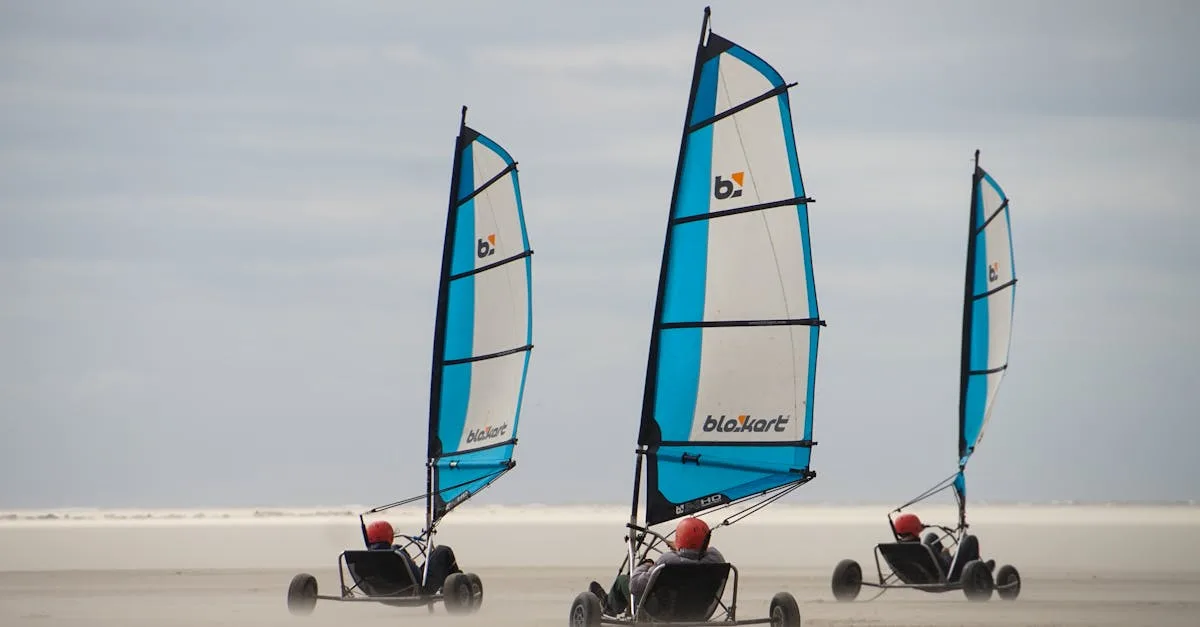 découvrez le land sailing, une activité sportive alliant vitesse et nature, qui consiste à naviguer sur terre à l'aide d'un char à voile propulsé par le vent.